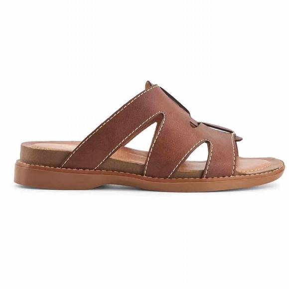 NEW ANDREA women's fisherman low wedge sandal in brown - Picture 2 of 4
